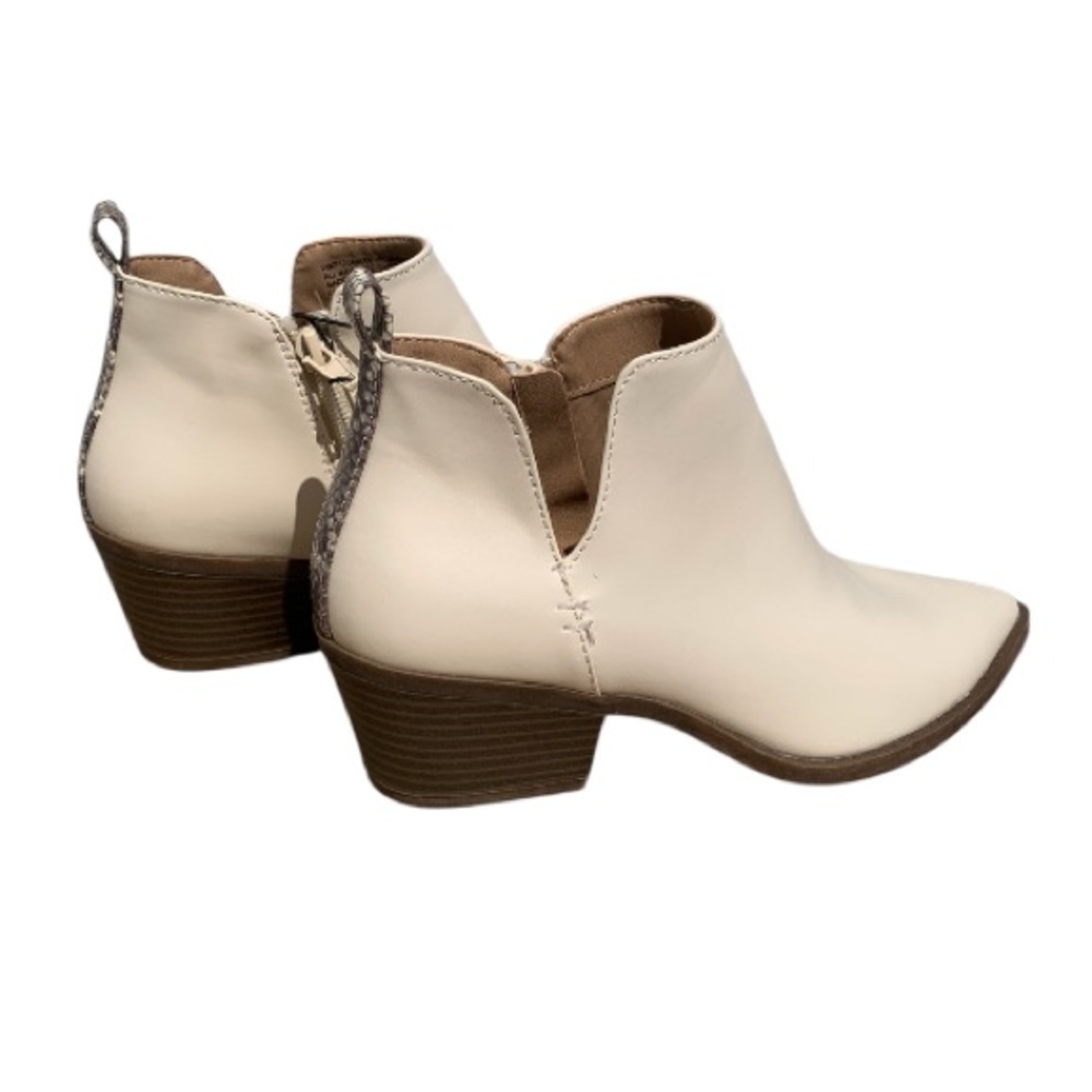 BOHO Sexy Faux Snakeskin Trim Side Zip 1 7/8” Cuban Heel Booties Cowboy Boots
